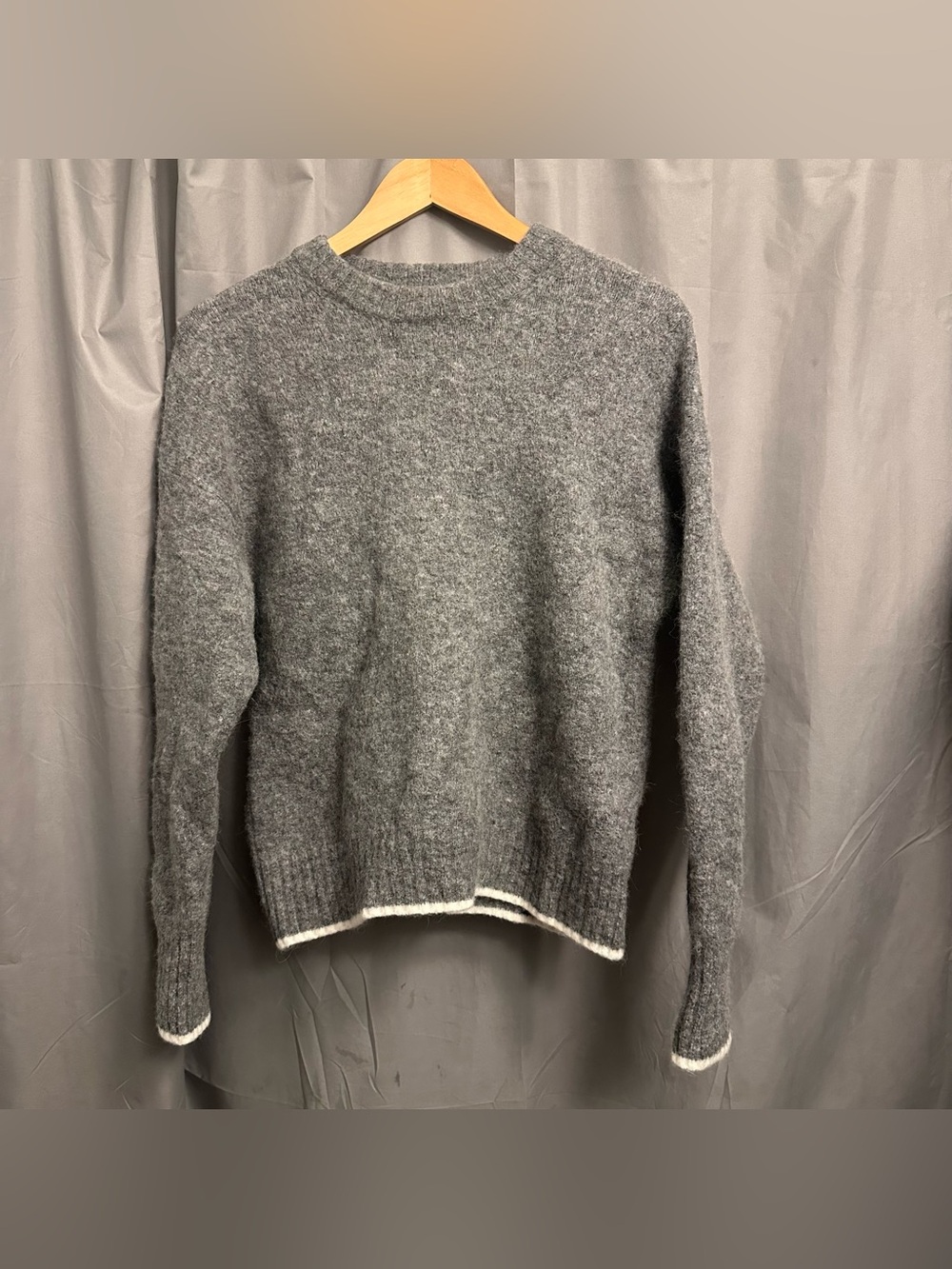 Madewell Drop Shoulder Crew Neck Sweater Wool Alpaca Women’s Medium Gray Soft